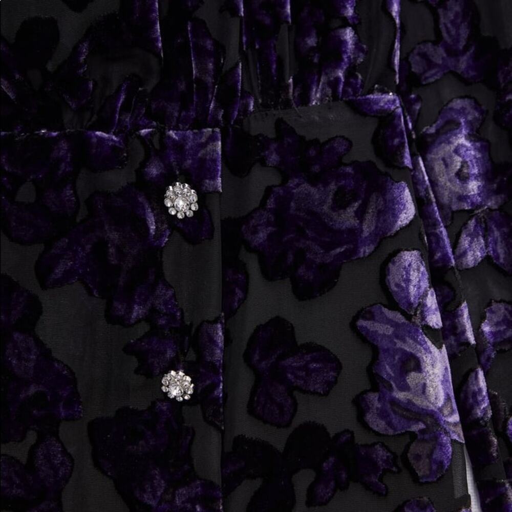 ZARA BLOGGER FAVORITE VELVET TRIM DRESS PURPLE - Picture 14 of 14
